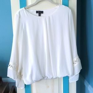 White Blouse with lattice detail